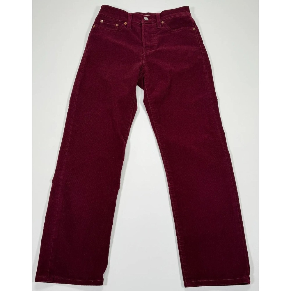 Levi's Premium Wedgie Straight Pants Womens 24x26 Burgundy Corduroy Button Fly